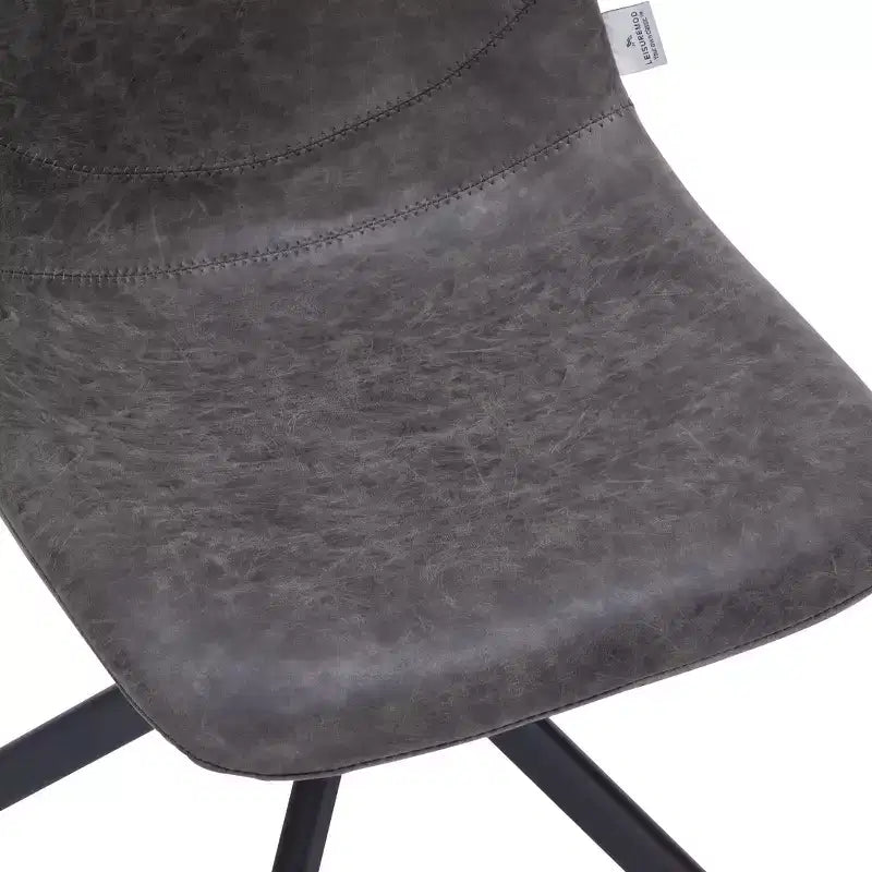 LeisureMod Markley Chaise d'appoint pivotante en cuir avec pieds en fer durables, chaise d'appoint confortable pour cuisine, salle à manger ou bureau, lot de 4