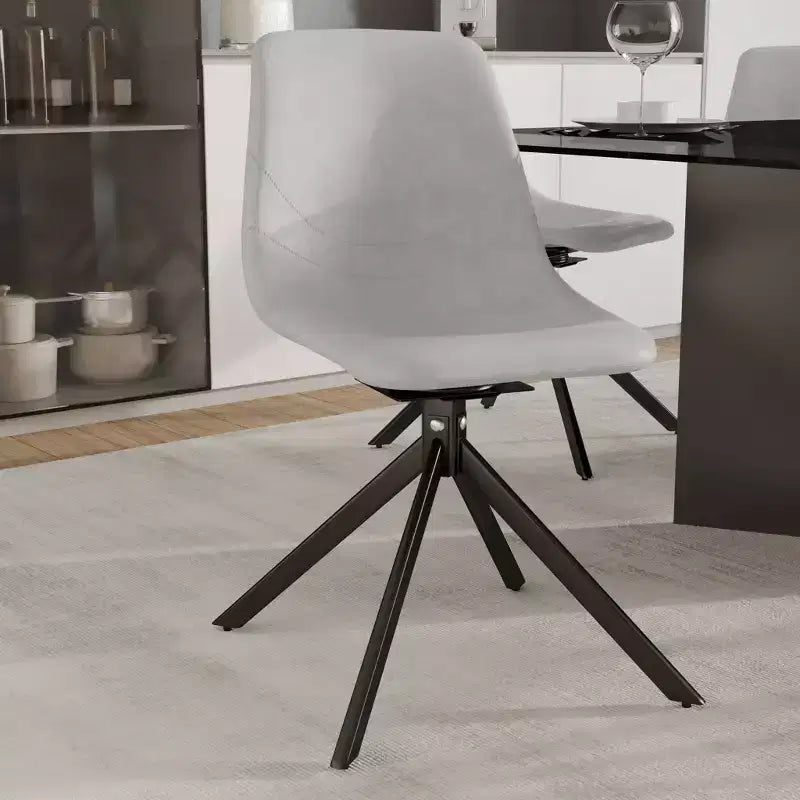 LeisureMod Markley Chaise d'appoint pivotante en cuir avec pieds en fer durables, chaise d'appoint confortable pour cuisine, salle à manger ou bureau, lot de 4