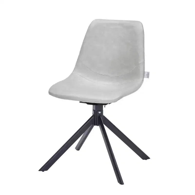 LeisureMod Markley Chaise d'appoint pivotante en cuir avec pieds en fer durables, chaise d'appoint confortable pour cuisine, salle à manger ou bureau, lot de 4