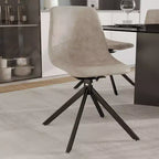 LeisureMod Markley Chaise d'appoint pivotante en cuir avec pieds en fer durables, chaise d'appoint confortable pour cuisine, salle à manger ou bureau, lot de 4