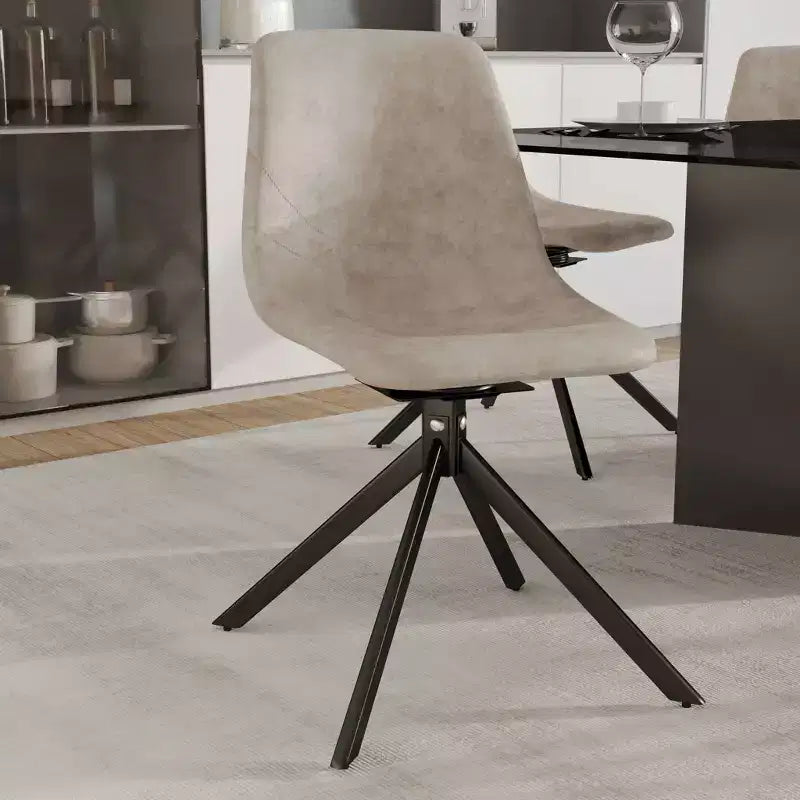 LeisureMod Markley Chaise d'appoint pivotante en cuir avec pieds en fer durables, chaise d'appoint confortable pour cuisine, salle à manger ou bureau, lot de 4