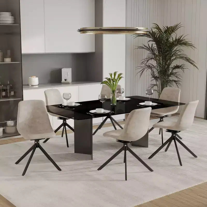 LeisureMod Markley Chaise d'appoint pivotante en cuir avec pieds en fer durables, chaise d'appoint confortable pour cuisine, salle à manger ou bureau, lot de 4