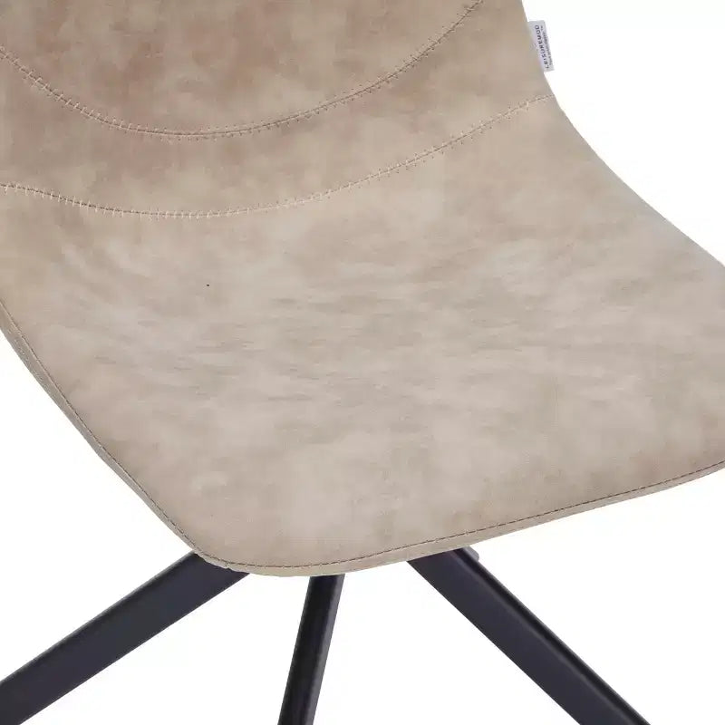 LeisureMod Markley Chaise d'appoint pivotante en cuir avec pieds en fer durables, chaise d'appoint confortable pour cuisine, salle à manger ou bureau, lot de 4