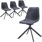 LeisureMod Markley Swivel Leather Dining Side Chair with Durable Iron Legs  Comfortable Accent Chair for Kitchen, Dining Room, or Office Set of 4
