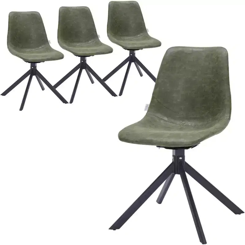 LeisureMod Markley Chaise d'appoint pivotante en cuir avec pieds en fer durables, chaise d'appoint confortable pour cuisine, salle à manger ou bureau, lot de 4