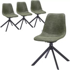 LeisureMod Markley Chaise d'appoint pivotante en cuir avec pieds en fer durables, chaise d'appoint confortable pour cuisine, salle à manger ou bureau, lot de 4