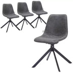 LeisureMod Markley Chaise d'appoint pivotante en cuir avec pieds en fer durables, chaise d'appoint confortable pour cuisine, salle à manger ou bureau, lot de 4