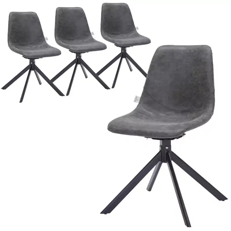 LeisureMod Markley Chaise d'appoint pivotante en cuir avec pieds en fer durables, chaise d'appoint confortable pour cuisine, salle à manger ou bureau, lot de 4