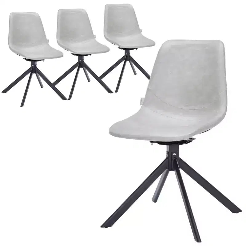 LeisureMod Markley Chaise d'appoint pivotante en cuir avec pieds en fer durables, chaise d'appoint confortable pour cuisine, salle à manger ou bureau, lot de 4