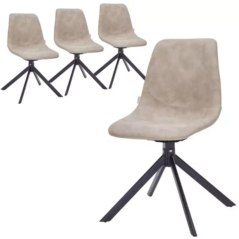 LeisureMod Markley Chaise d'appoint pivotante en cuir avec pieds en fer durables, chaise d'appoint confortable pour cuisine, salle à manger ou bureau, lot de 4