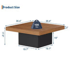 Square coffee table, 35 inches, modern style, suitable for home offices, apartments, reading rooms, easy to assemble.