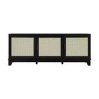 GDFStudio Stefan 63 Modern Cane and Wood TV Stand with 3 Soft-Close Doors