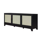 GDFStudio Stefan 63 Modern Cane and Wood TV Stand with 3 Soft-Close Doors