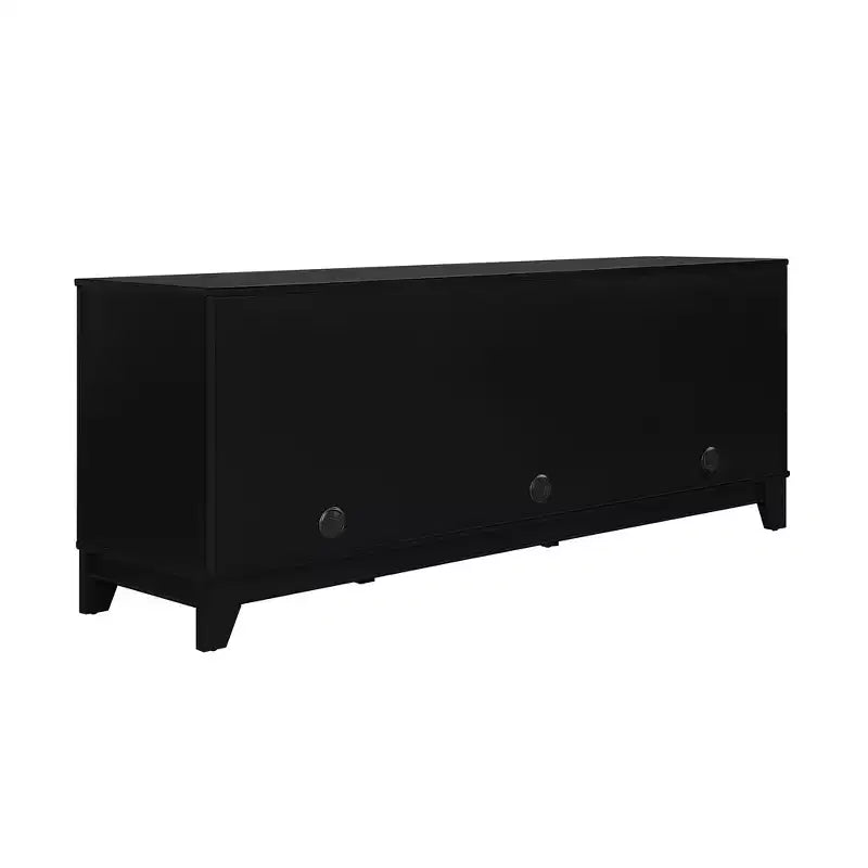 GDFStudio Stefan 63 Modern Cane and Wood TV Stand with 3 Soft-Close Doors