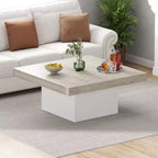 Table basse carrée de 89 cm, table de salon en bois style ferme avec lumières sur les pieds pour salon, bureau à domicile, appartement, salle de lecture, assemblage facile
