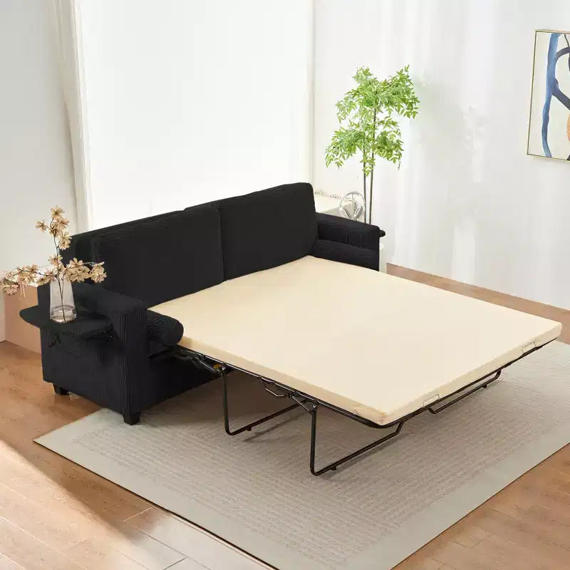 Canapé-lit convertible 2-en-1 Mjkone avec 2 tables d'appoint et matelas en mousse à mémoire de forme