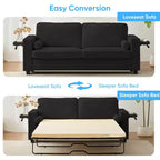 Canapé-lit convertible 2-en-1 Mjkone avec 2 tables d'appoint et matelas en mousse à mémoire de forme