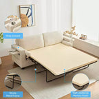 Canapé-lit convertible 2-en-1 Mjkone avec 2 tables d'appoint et matelas en mousse à mémoire de forme