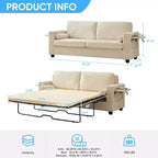 Canapé-lit convertible 2-en-1 Mjkone avec 2 tables d'appoint et matelas en mousse à mémoire de forme