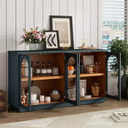 Buffet Henley à 4 portes GDFStudio avec portes vitrées cintrées et étagères réglables