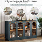 Buffet Henley à 4 portes GDFStudio avec portes vitrées cintrées et étagères réglables