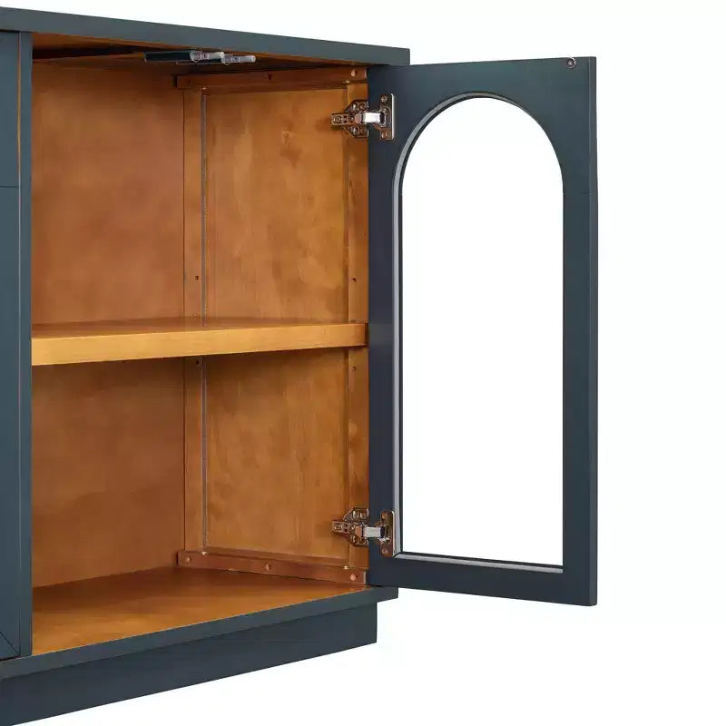 Buffet Henley à 4 portes GDFStudio avec portes vitrées cintrées et étagères réglables
