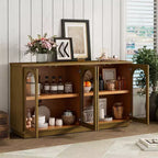 Buffet Henley à 4 portes GDFStudio avec portes vitrées cintrées et étagères réglables