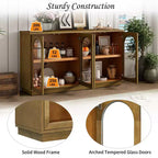 Buffet Henley à 4 portes GDFStudio avec portes vitrées cintrées et étagères réglables