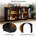 Buffet Henley à 4 portes GDFStudio avec portes vitrées cintrées et étagères réglables