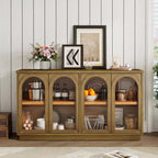 Buffet Henley à 4 portes GDFStudio avec portes vitrées cintrées et étagères réglables