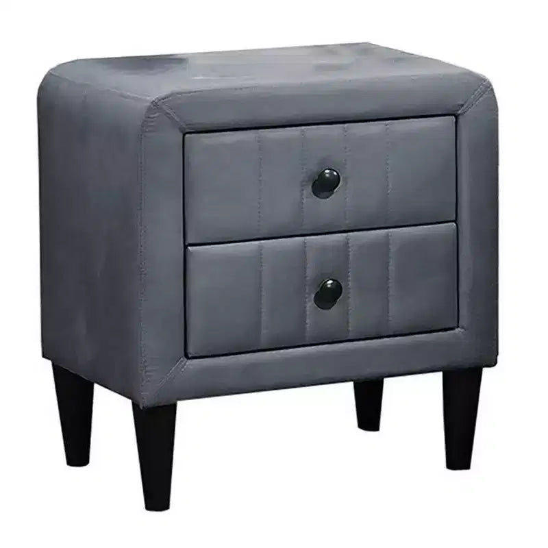 Royal Hampton Nightstand, 2 Drawers, 22 Inch Upholstered in Dark Gray Velvet