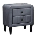 Royal Hampton Nightstand, 2 Drawers, 22 Inch Upholstered in Dark Gray Velvet