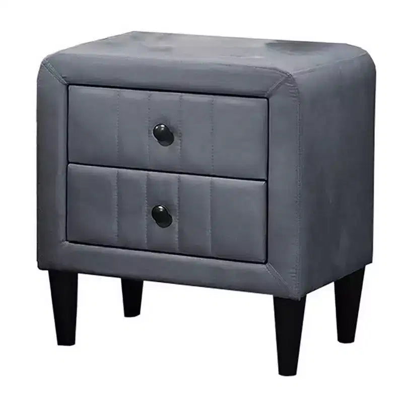 Royal Hampton Nightstand, 2 Drawers, 22 Inch Upholstered in Dark Gray Velvet