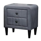 Royal Hampton Nightstand, 2 Drawers, 22 Inch Upholstered in Dark Gray Velvet