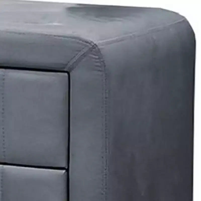 Royal Hampton Nightstand, 2 Drawers, 22 Inch Upholstered in Dark Gray Velvet