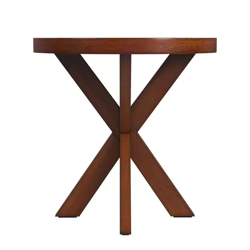 HomeRoots 26 Antique Cherry Manufactured Wood Round End Table