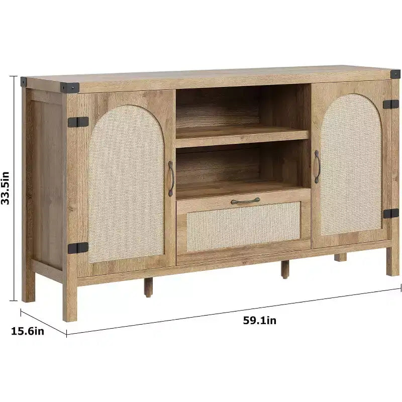 59 Buffet Cabinet with Storage,Farmhouse Kitchen Storage Cabinet with Adjustable Shelves