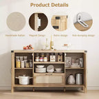 59 Buffet Cabinet with Storage,Farmhouse Kitchen Storage Cabinet with Adjustable Shelves
