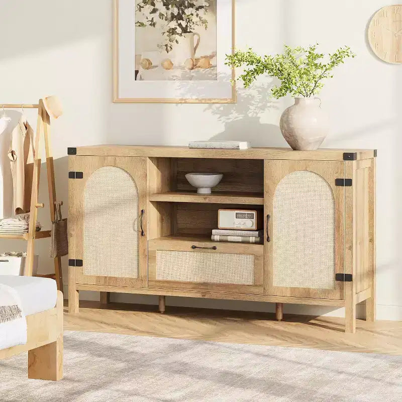 59 Buffet Cabinet with Storage,Farmhouse Kitchen Storage Cabinet with Adjustable Shelves