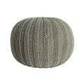 HomeRoots 20 Green Cotton Cable Knit Round Pouf Ottoman