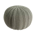 HomeRoots 20 Green Cotton Cable Knit Round Pouf Ottoman
