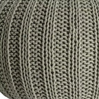 HomeRoots 20 Green Cotton Cable Knit Round Pouf Ottoman