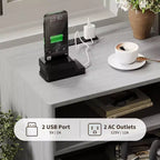 Table de Chevet Cannelée, Table de Nuit Haute en Bois avec Station de Recharge Ports USB et Prises, 2 Tiroirs et Étagère Ouverte, Table d'Appoint Moderne pour Chambre à Coucher