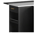 Rolling Kitchen Islands with Seating Trash Can Cabinet Drop Leaf Dining Table with 2 Stools, Rolling Dining Table with Power Outlet, Spice Rack
