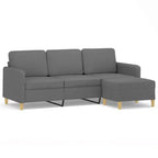vidaXL Sofa 3-Seater Couch Sofa Armchair with Footstool for Living Room Fabric - Dark Gray
