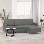 vidaXL Canapé 3 places Canapé Fauteuil avec repose-pieds pour salon Tissu - Gris foncé