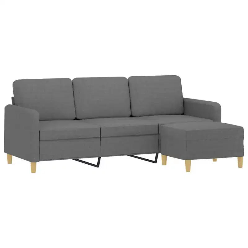 vidaXL Canapé 3 places Canapé Fauteuil avec repose-pieds pour salon Tissu - Gris foncé