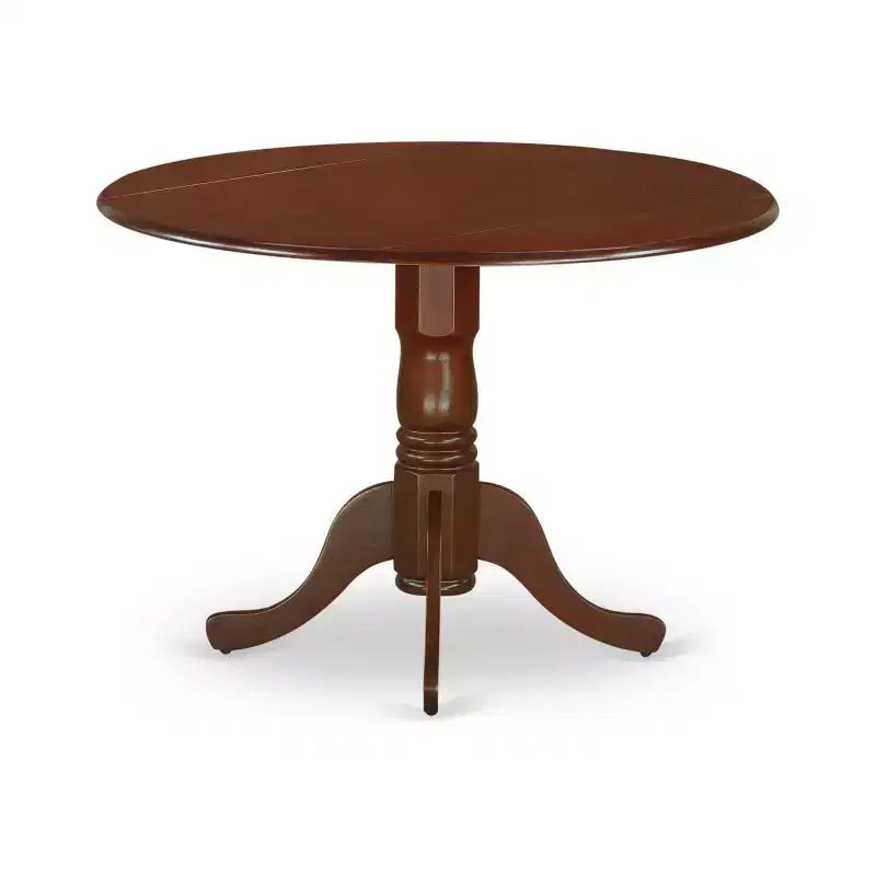 Ensemble table à manger ronde avec 2 chaises - Finition acajou, design Mid-century Modern