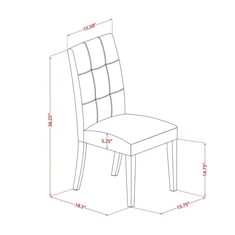 Ensemble table à manger ronde avec 2 chaises - Finition acajou, design Mid-century Modern
