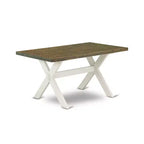Table à manger 5 pièces en bois massif HomeStock avec plateau finition jacobine vieillie et 4 chaises